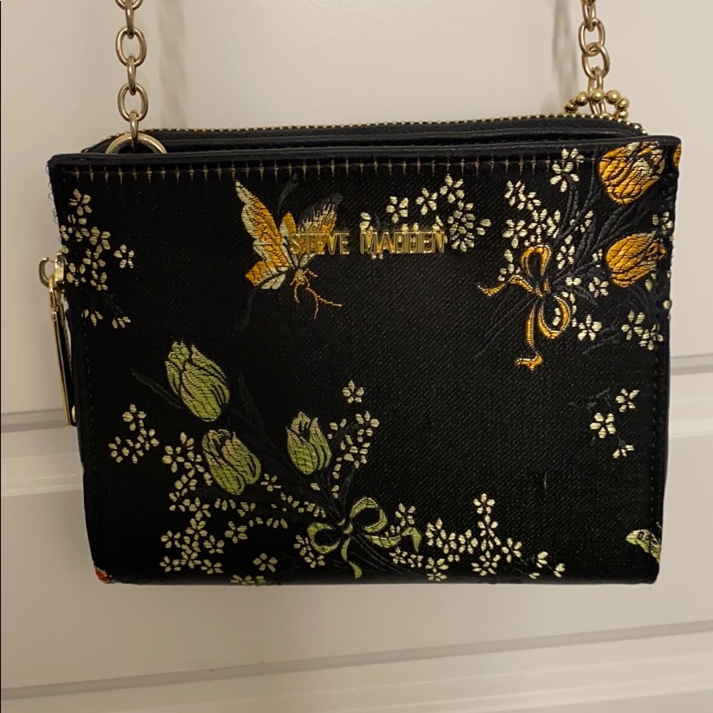 Steve Madden black silk-like crossbody bag
